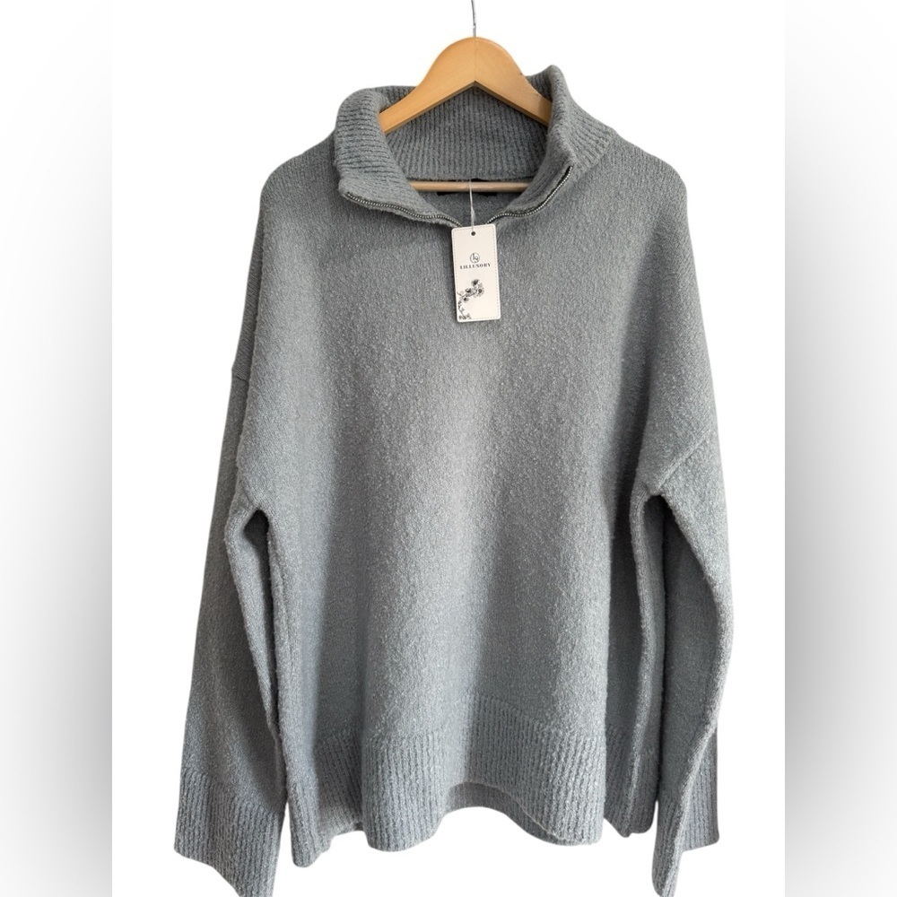 Lillusory Elegant Gray Cowl Neck Sweater